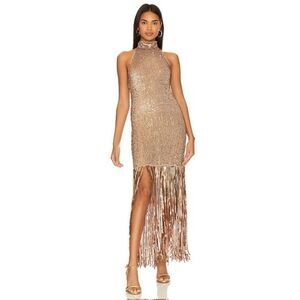 Retrofete RENZO SEQUIN FRINGE CROCHET DRESS M/L